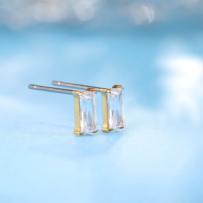 Orecchini rettangolari Limerencia, orecchini a perno in titanio puro F136 grado implantare ipoallergenici, eleganti orecchini con zirconi cubici G23 per donne con orecchie sensibili