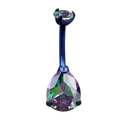 limerencia G23 Titanio Pendientes de Ombligo hipoalergénicos grado implante médico 14G Teardrop CZ Anillos para Ombligo Piercing Barras de Ombligo（Anillo de ombligo en forma de gota de agua） (Negro + Colorido)