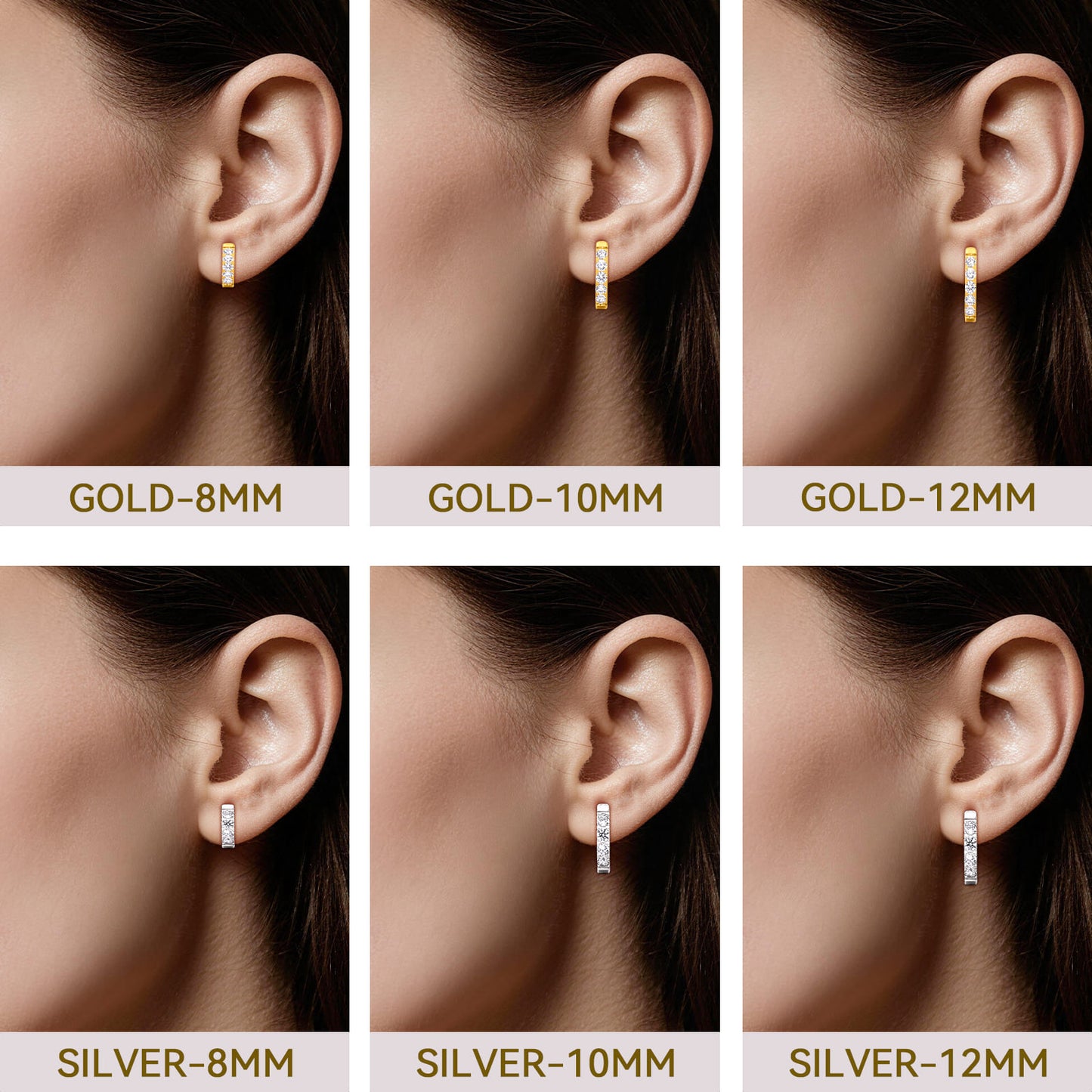 Boucles d'oreilles huggie créoles en titane pur G23 Limerencia, huggies pour cartilage hypoallergéniques, boucles à clip serties de petits zircons cubiques, mini bijoux de piercing pour femmes aux oreilles sensibles