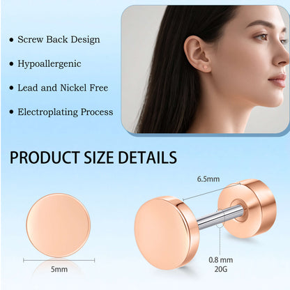 Limerencia Titan Steckohrringe, F136 Implantat-Titanohrringe für Damen und Herren mit empfindlichen Ohren