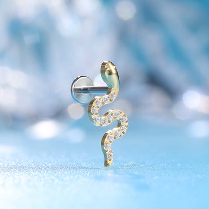limerencia F136 Titanio Hipoalergénico 20g 6mm 8mm Stud de Parte Trasera Plana | Pendientes sin Rosca de Grado de Implante G23 de Ajuste a Presión para Tragus Cartílago Helix Conch Medusa Joyería para Piercing de Labret (serpiente 1ud)