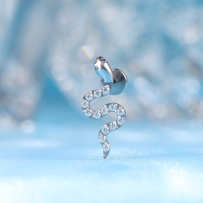 limerencia F136 Titanio Hipoalergénico 20g 6mm 8mm Stud de Parte Trasera Plana | Pendientes sin Rosca de Grado de Implante G23 de Ajuste a Presión para Tragus Cartílago Helix Conch Medusa Joyería para Piercing de Labret (serpiente 1ud)