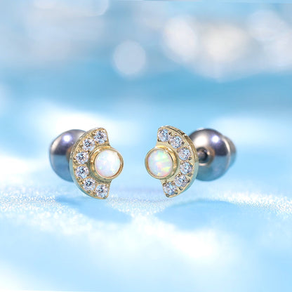 Limerencia Hypoallergene G23 Implantatqualität Titan Schraubverschluss Ohrringe Tragus 20G Helix F136 Piercingstecker für empfindliche Ohren Knorpel (Sonne Mond Gold)