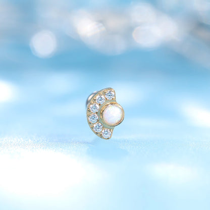 Limerencia F136 Titanio Hipoalergénico 20g 6mm 8mm Pendiente de Parte Trasera Plana | Aretes sin Rosca de Grado de Implante G23 de Ajuste a Presión para Trago Cartílago Hélice Caracola Nariz Monroe Medusa Joyería para Piercing (luna 1 pieza)