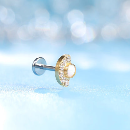 Limerencia F136 Titanio Hipoalergénico 20g 6mm 8mm Pendiente de Parte Trasera Plana | Aretes sin Rosca de Grado de Implante G23 de Ajuste a Presión para Trago Cartílago Hélice Caracola Nariz Monroe Medusa Joyería para Piercing (luna 1 pieza)
