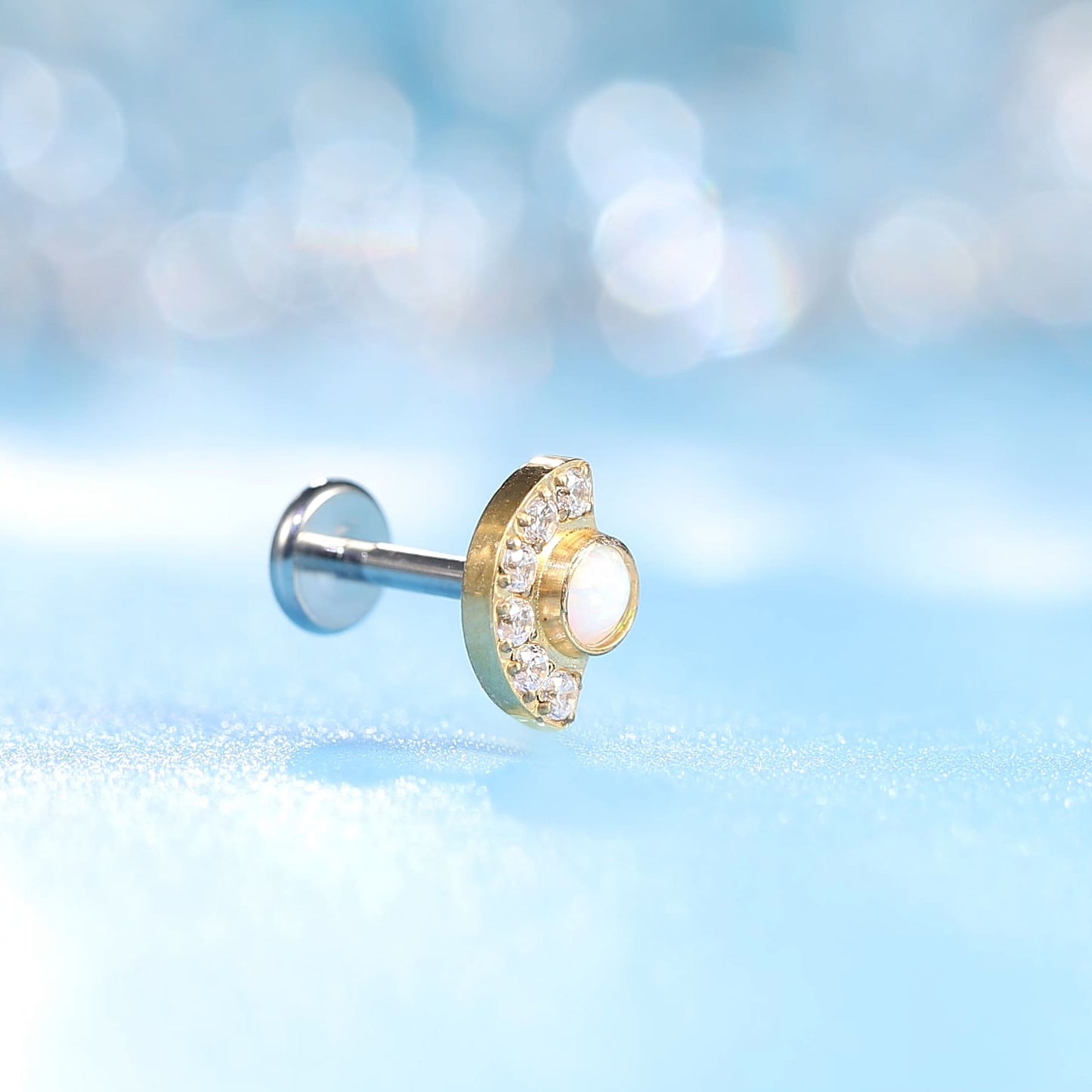 Limerencia Piercing Luna Titanio F136 Ipoallergenico 20G 6mm 8mm Retro Piatto, Orecchini Senza Filettatura Inserimento Rapido G23 Grado Implantare per Trago, Cartilagine, Helix, Conchiglia, Naso, Monroe e Medusa (1 Pezzo)