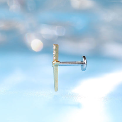 Limerencia ソードダガー剣モチーフ F136 医療用チタン 20G スレッドレスフラットバックピアス 6mm/8mm プッシュイン差し込み式 トラガス・軟骨・ヘリックス・コンク・メデューサ 低アレルギー 1 個入