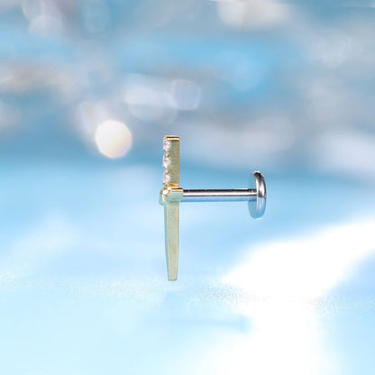 Limerencia Piercing Spada Pugnale Titanio F136 Ipoallergenico 20G 6mm 8mm Retro Piatto, Orecchini Senza Filettatura Inserimento G23 Grado Implantare per Trago, Cartilagine, Helix, Conchiglia e Medusa (1 Pezzo)