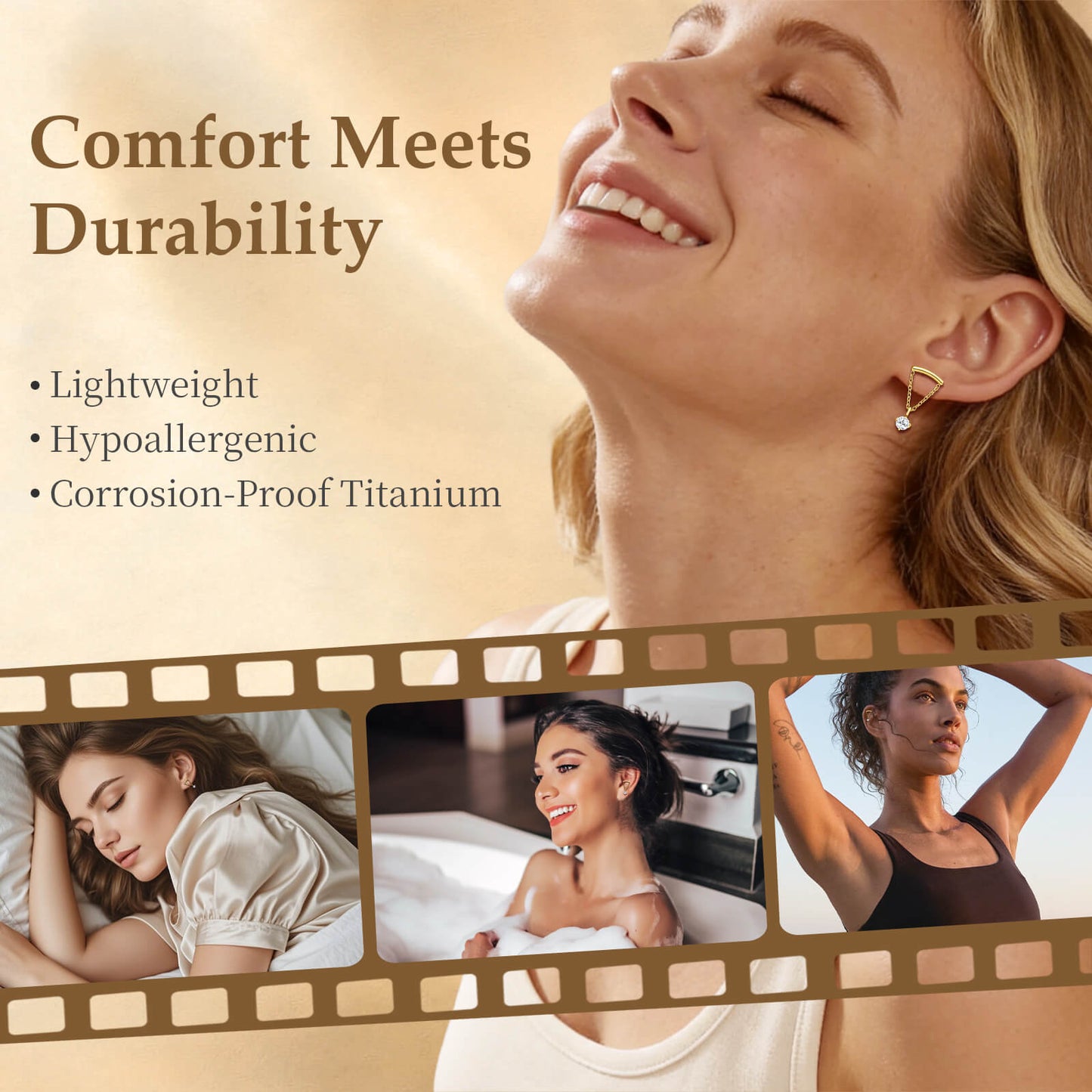 Limerencia 18G Titan-Ohrschmuck mit Innengewinde und flachem Verschluss für Damen, 1 Stück Hängepiercing mit Kette für Helix, hypoallergen, 6mm/8mm Knorpelstecker geeignet für Tragus, Conch und Ohrläppchen
