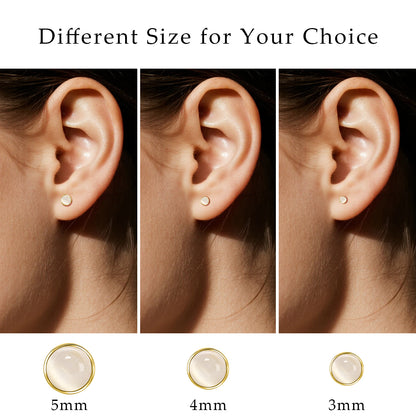 Boucles d’oreilles hypoallergéniques Limerencia pour oreilles sensibles – Puces à dos plat en titane G23 avec pierre œil de chat ronde, piercings cartilage pierre 5 mm, cadeau pour femme et homme