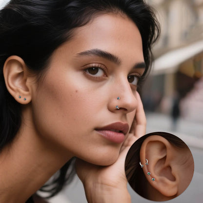 Anneaux de nez en fer à cheval Limerencia - Anneau de nez en titane avec zirconium 18G, demi-cercle pour femmes et hommes, anneaux pour septum, lèvre, cartilage, hélix, tragus et daith, bijoux de piercing