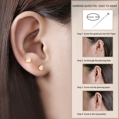 Limerencia Titan-Flachverschluss-Ohrstecker, hypoallergene Herz-/Stern-Schraubverschluss-Ohrstecker für Damen und Herren, klassische 5mm Schlafohrstecker für Knorpel und Ohrläppchen