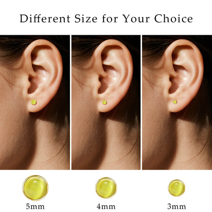 Limerencia hypoallergene Ohrstecker für empfindliche Ohren – Flachrück-Ohrstecker mit rundem Katzenauge aus G23-Titan, 5-mm-Stein-Ohrschmuck für Knorpelpiercing, Geschenk für Damen und Herren