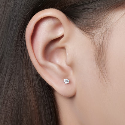 Piercing corporal de titanio Limerencia calibre 18G, 2 unidades clavos hipoalergénicos rosca interna respaldo plano para trago, nariz, hélice, concha, labio y labret, piercing cartílago unisex, diseño flor