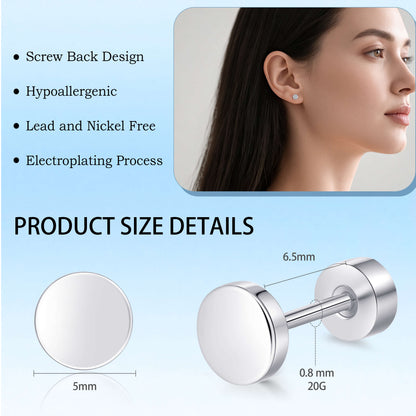 Limerencia Titan Steckohrringe, F136 Implantat-Titanohrringe für Damen und Herren mit empfindlichen Ohren