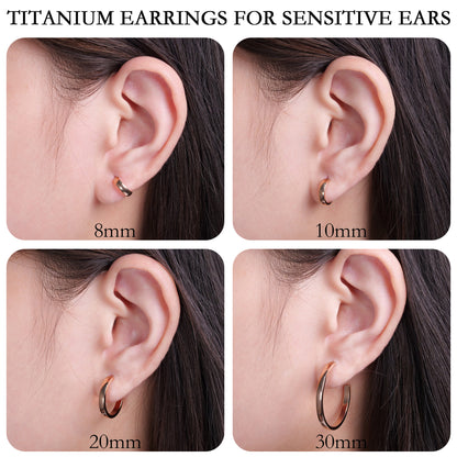 Limerencia Hypoallergenic G23 Pure Titanium Post Thin Square Edge Open Hoop | F136 Imlant Grade Womens Dainty Hoop Earrings | Lightweight for Sensitive Ears (8 mm, Gold)