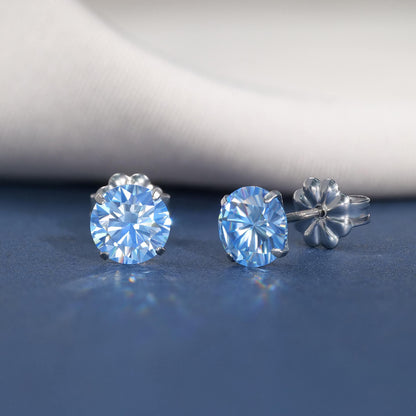 Pendientes de moissanita, pendientes de titanio hipoalergénico G23 para mujer y hombre, corte redondo color D pureza VVS1, joya de moissanita multicolor bañada en oro blanco 18K, 0,6CT-3,0CT