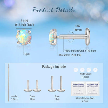 Limerencia G23 Hypoallergenic 18g Flat Back Stud Push In Cartilage Stud, Lip/Nose Stud, Men's & Women's