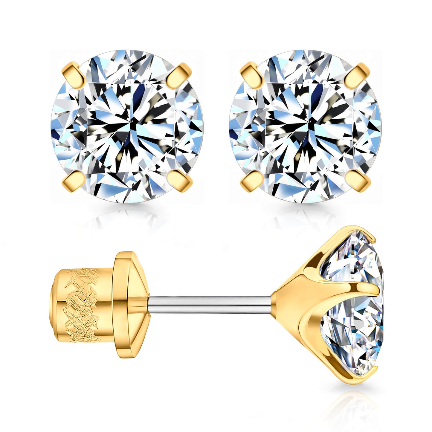 Limerencia Moissanite Stud Earrings, F136 Titanium Screw Back Earrings, D Color VVS1 Clarity Lab-created Moissanite Earrings, Hypoallergenic G23 Pure Titanium for Women Men Sensitive Ears