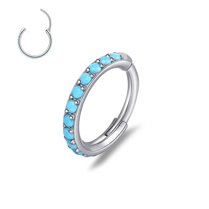 limerencia Nose Ring Hoop, Titanium Nose Ring for Women Men--Turquoise+Opal CZ