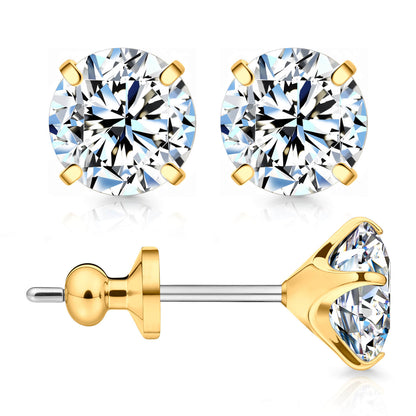 Limerencia Moissanite Stud Earrings, F136 Titanium Screw Back Earrings, D Color VVS1 Clarity Lab-created Moissanite Earrings, Hypoallergenic G23 Pure Titanium for Women Men Sensitive Ears
