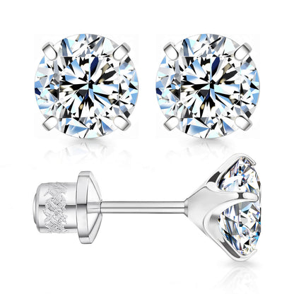 Limerencia Moissanite Stud Earrings, F136 Titanium Screw Back Earrings, D Color VVS1 Clarity Lab-created Moissanite Earrings, Hypoallergenic G23 Pure Titanium for Women Men Sensitive Ears