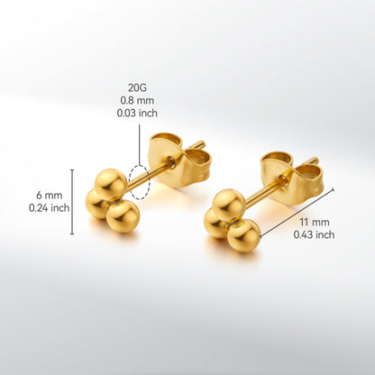 Limerencia G23 Aretes Hipoalergénicos de Titanio Puro | Pequeños Aretes de Bola Trinity | Minimalistas, Grado de Implante F136 | Adecuados para Orejas Sensibles Joyería Delicada (6mm, Plata)