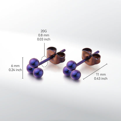 Limerencia G23 Aretes Hipoalergénicos de Titanio Puro | Pequeños Aretes de Bola Trinity | Minimalistas, Grado de Implante F136 | Adecuados para Orejas Sensibles Joyería Delicada (6mm, Plata)