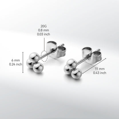 Limerencia G23 Aretes Hipoalergénicos de Titanio Puro | Pequeños Aretes de Bola Trinity | Minimalistas, Grado de Implante F136 | Adecuados para Orejas Sensibles Joyería Delicada (6mm, Plata)