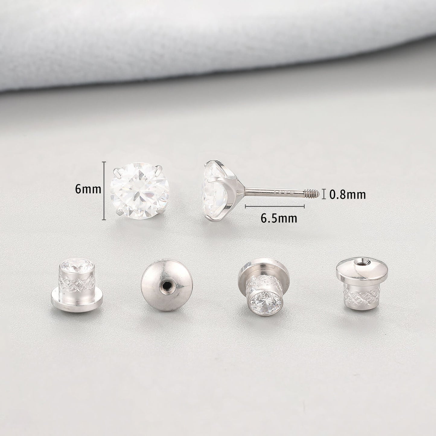 Limerencia Moissanite Stud Earrings, F136 Titanium Screw Back Earrings, D Color VVS1 Clarity Lab-created Moissanite Earrings, Hypoallergenic G23 Pure Titanium for Women Men Sensitive Ears