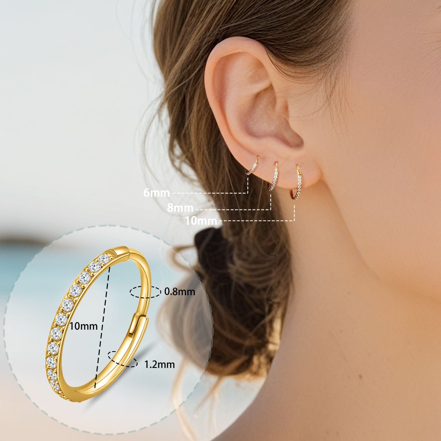 Limerencia Nasenring Reifen, Titan Nasenring für Damen und Herren – seitlicher Zirkonia