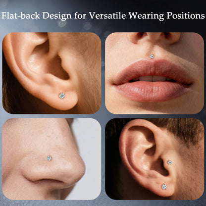 Pendientes de moissanita Limerencia con rosca interna, titanio 18G, tachuelas de piercing de espalda plana de titanio F136 hipoalergénico, tachuelas de moissanita de laboratorio VVS1 para mujer y hombre, aptos para trago, hélix, cartílago, concha y labret