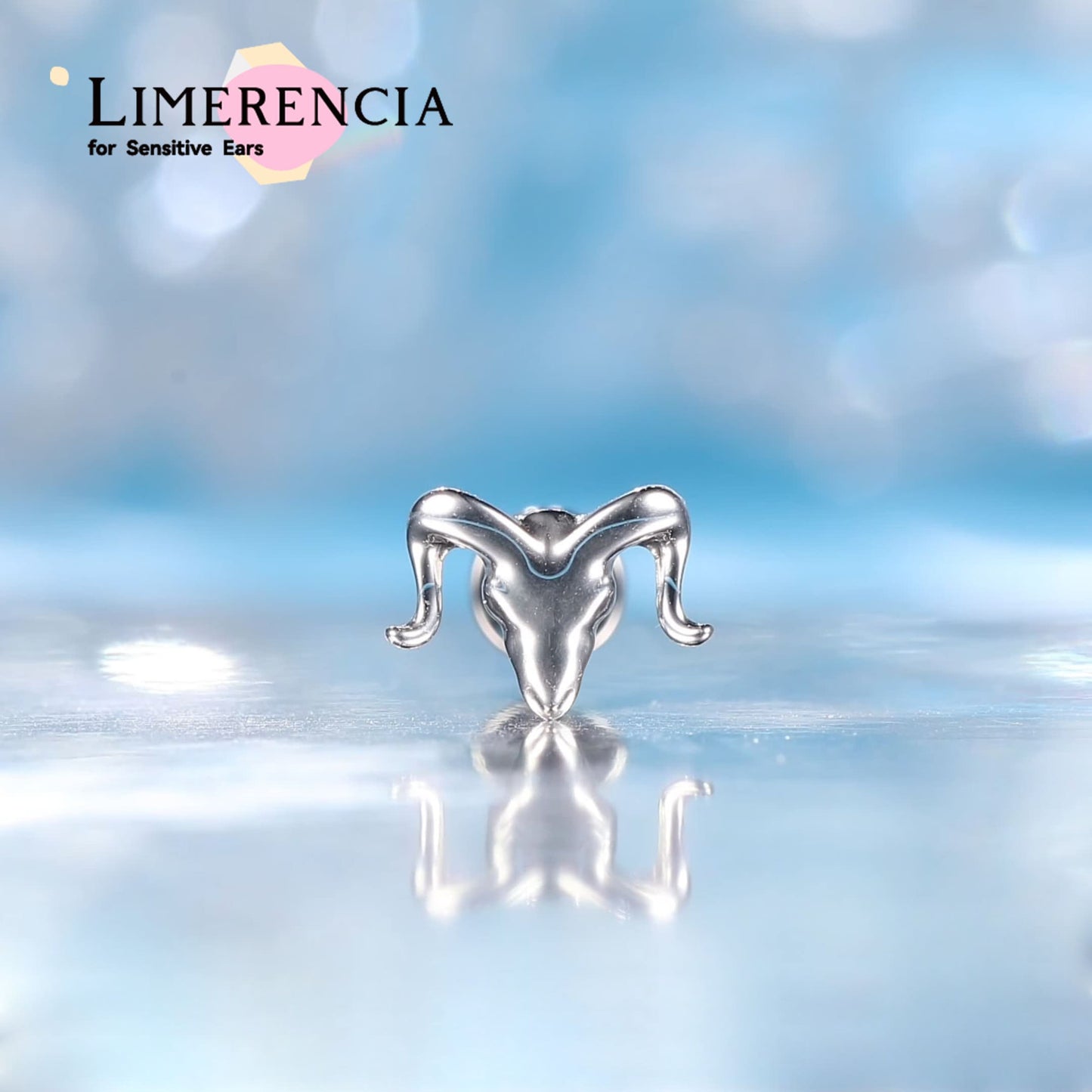 Gioiello piercing in titanio ipoallergenico ASTM F136 Limerencia, borchia filettata interna fondo piatto 18G 6mm 8mm 10mm, adatto per trago, elica, conca, cartilagine, naso e labbra (1 pezzo) (Testa di toro)