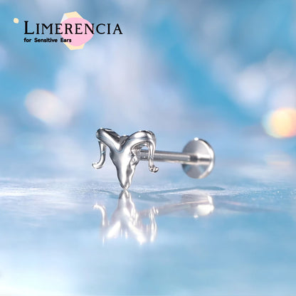 Gioiello piercing in titanio ipoallergenico ASTM F136 Limerencia, borchia filettata interna fondo piatto 18G 6mm 8mm 10mm, adatto per trago, elica, conca, cartilagine, naso e labbra (1 pezzo) (Testa di toro)