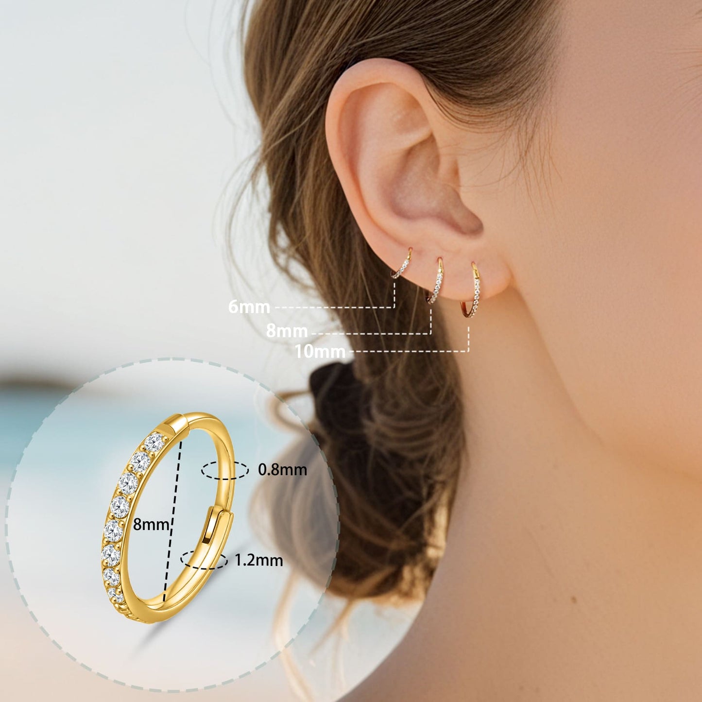 Limerencia Nasenring Reifen, Titan Nasenring für Damen und Herren – seitlicher Zirkonia