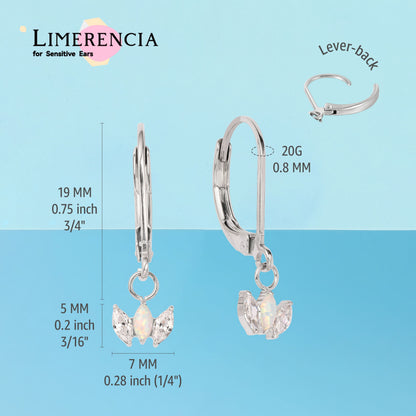 Limerencia G23 Titanium Leverback Earrings Dangle Drop Earrings for Women Fashion F136 Titanium Earrings Hypoallergenic Jewelry Gift--crown