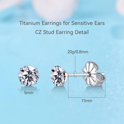 Limerencia Hypoallergenic G23 Titanium Earrings For Sensitive Ears, Simulated Diamonds (White)