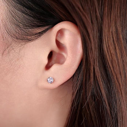 Limerencia Hypoallergenic G23 Pure Titanium Screw Back Earrings Post for Sensitive Ears Simulated Diamond Cartilage (5mm, Pink)