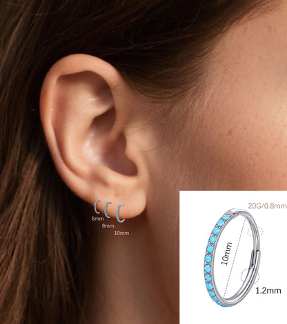 limerencia Nose Ring Hoop, Titanium Nose Ring for Women Men--Turquoise+Opal CZ