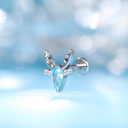 limerencia Hypoallergene Titan ASTM F136-18G 6mm 8mm 10mm Flachrücken-Stecker mit Innengewinde Ohrring Piercing Schmuck für Tragus Helix Conch Knorpel Nase Lippe (Hirsch 1 Stk.)