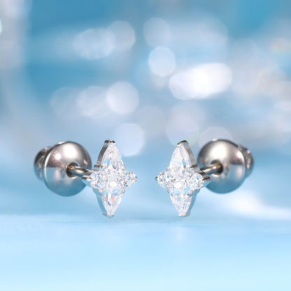 Pendientes de titanio G23 hipoalergénicos Limerencia con rosca posterior para trago, poste de piercing F136 calibre 20 para orejas sensibles, cartílago (cometa)