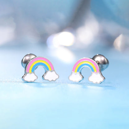 Limerencia Hypoallergene G23 Implantatqualität Titan Schraubverschluss Ohrringe Tragus 20G Helix F136 Piercingstecker für empfindliche Ohren Knorpel (Regenbogen)
