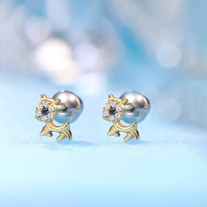 Orecchini a vite in titanio implantabile G23 Limerencia, piercing design cane animale 20G F136 ipoallergenico per orecchie sensibili cartilagine trago elica