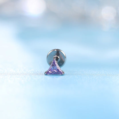 limerencia Hipoalergénico Titanio ASTM F136-18G 6mm 8mm 10mm Parte posterior plana Pendiente con rosca interna para perforación Trago Hélice Conch Cartílago Nariz Labio (triángulo 1 pieza)