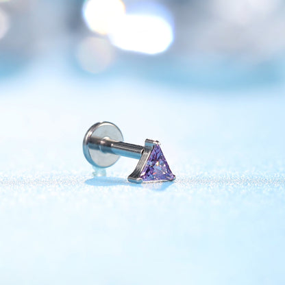 limerencia Hipoalergénico Titanio ASTM F136-18G 6mm 8mm 10mm Parte posterior plana Pendiente con rosca interna para perforación Trago Hélice Conch Cartílago Nariz Labio (triángulo 1 pieza)