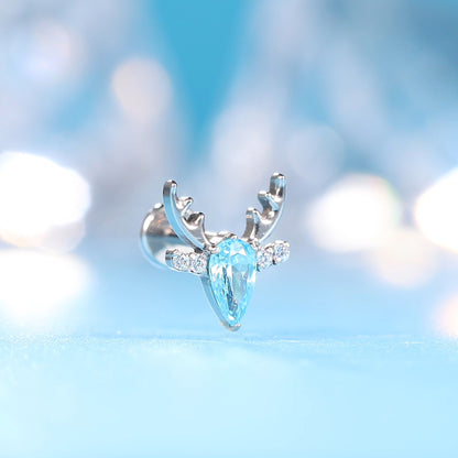 limerencia Hypoallergene Titan ASTM F136-18G 6mm 8mm 10mm Flachrücken-Stecker mit Innengewinde Ohrring Piercing Schmuck für Tragus Helix Conch Knorpel Nase Lippe (Hirsch 1 Stk.)
