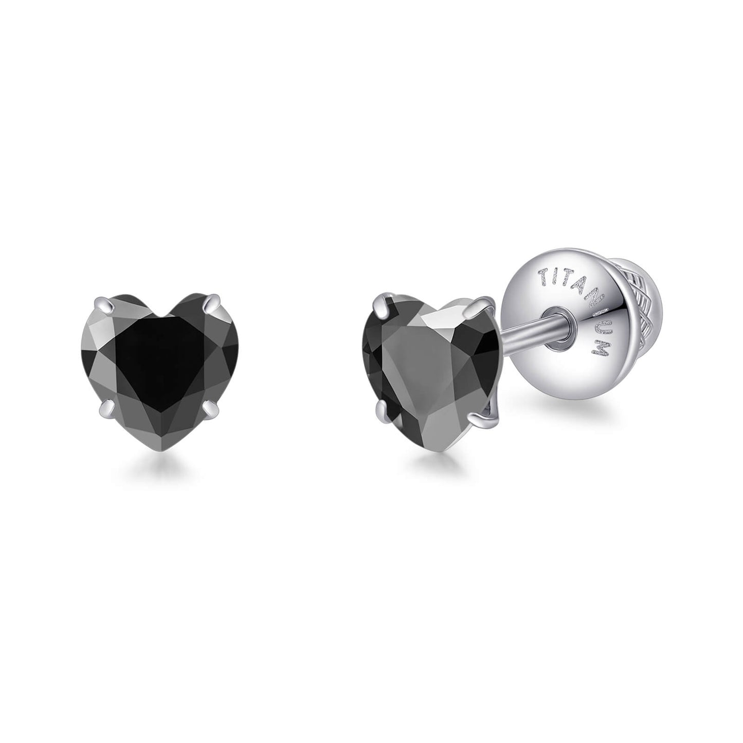 Limerencia Heart Birthstone Screw Backs Earrings G23 Implant Grade Titanium Stud Earrings 20G Hypoallergenic Cubic Zirconia Tragus Piercing Post for Sensitive Ears