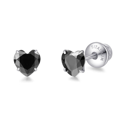 Limerencia Heart Birthstone Screw Backs Earrings G23 Implant Grade Titanium Stud Earrings 20G Hypoallergenic Cubic Zirconia Tragus Piercing Post for Sensitive Ears