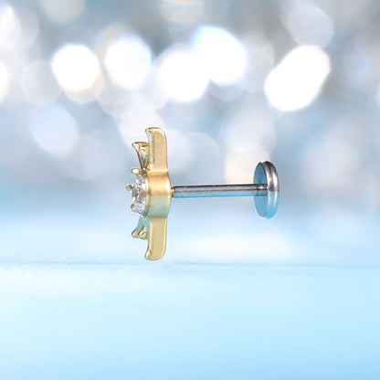Limerencia Piercing Sole in Titanio F136 Ipoallergenico 20G 6mm 8mm Retro Piatto, Orecchini Senza Filettatura Inserimento Rapido G23 Grado Implantare per Trago, Cartilagine, Helix, Conchiglia, Naso, Medusa e Labret (1 Pezzo)