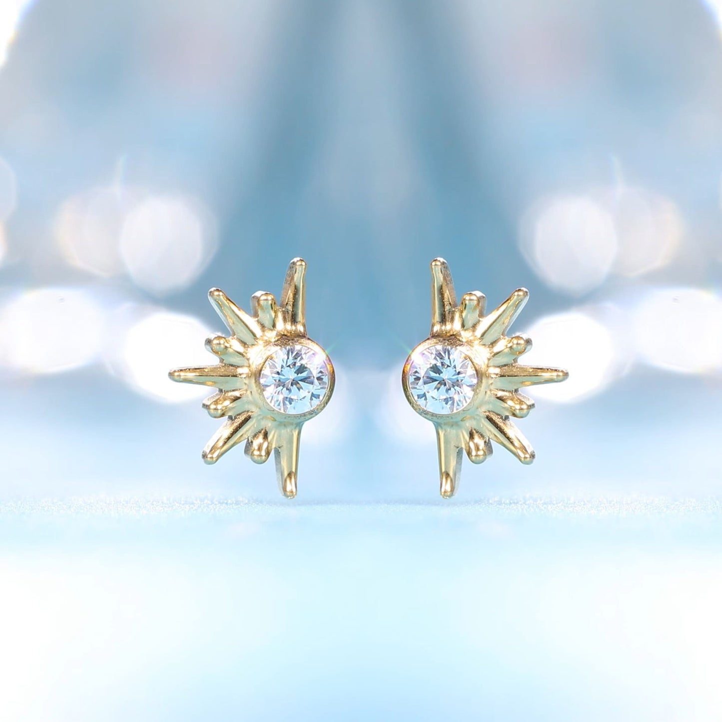 Limerencia F136 Pure Titanium Hypoallergenic Implant Grade Studs, G23 Small Dainty Cubic Zirconia Earrings for Women's Sensitive Ears(sun)